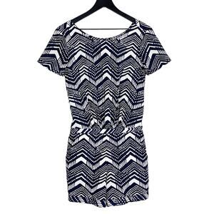 J.Crew Factory Womens 00 Polyester Romper Shorts Tribal Print Navy Blue